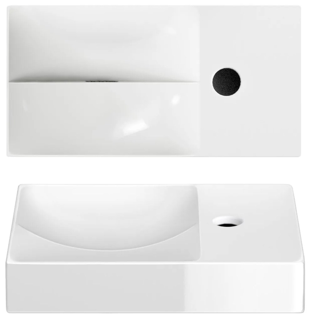 Clou Vale keramische fontein 38cm met kraangat rechts wit glans