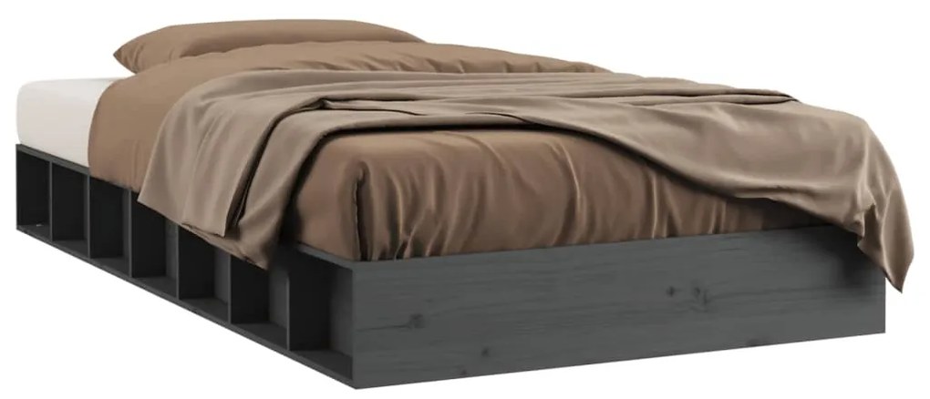 vidaXL Bedframe massief hout grijs 90x200 cm