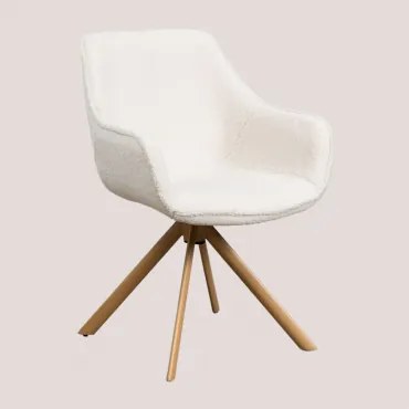 Eetkamerstoel In Teddy Lucy White & Natuurlijk Hout - Sklum