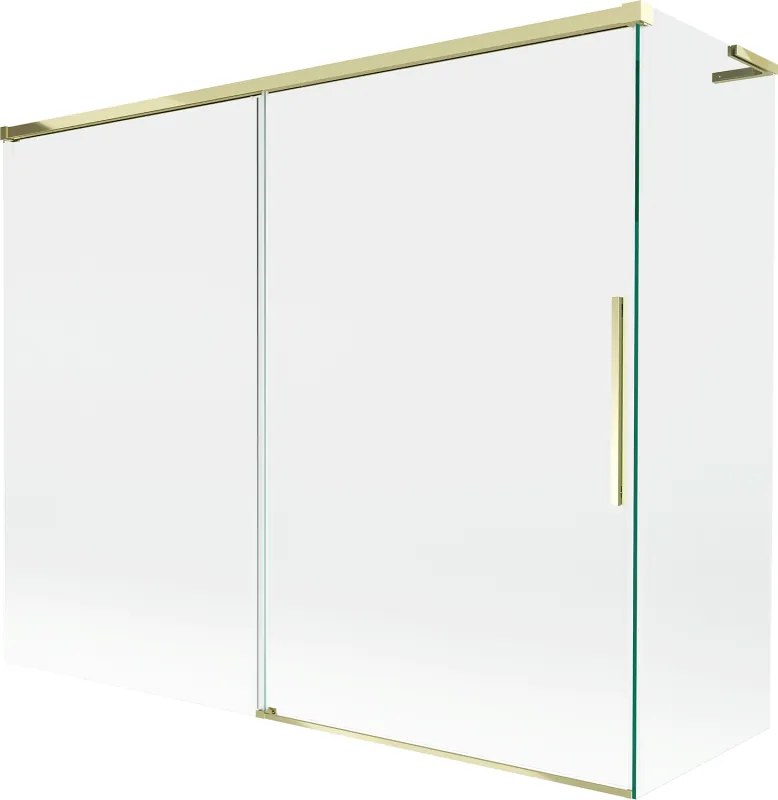Mexen Rox L badwand 2-delige schuifbare 190 + 80 x 150 cm, transparant, goud - 8C9L-190-080-50-00