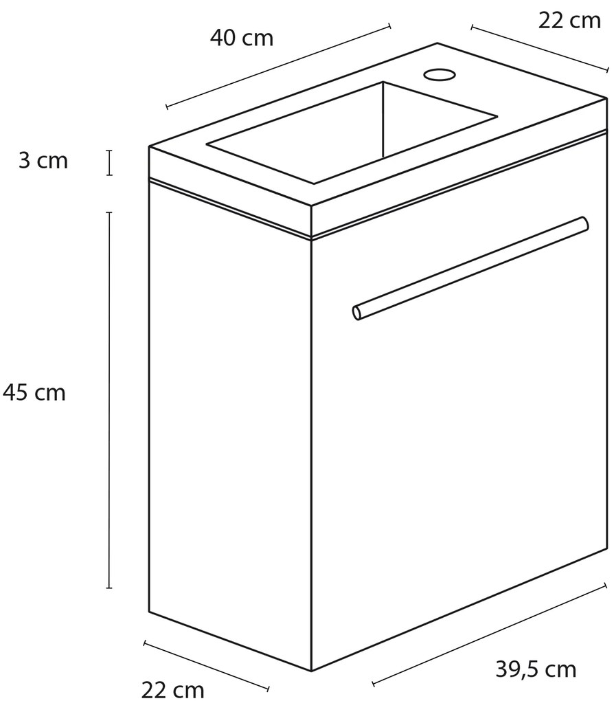 Differnz Tight toiletmeubel 40cm zwart