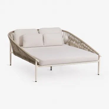 Dubbele Ligstoel Van Aluminium Met Ondina-kussens Tapioca Beige - Sklum