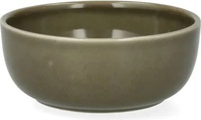 Schaal, reactieve glazuur, steengoed, olijfgroen, Ø13 x 5 cm