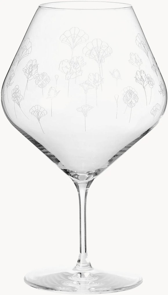 Rode wijnglazen Flower, 2-delig