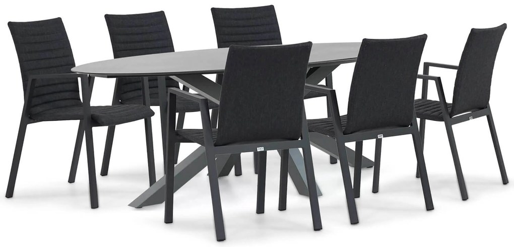 Tuinset 6 personen 240 cm Aluminium/textileen Grijs Osmen Joliet/Ellisse