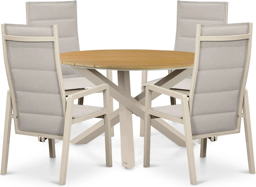 Tuinset 4 personen 125 cm Aluminium Taupe Lifestyle Garden Furniture Essence/Ancona