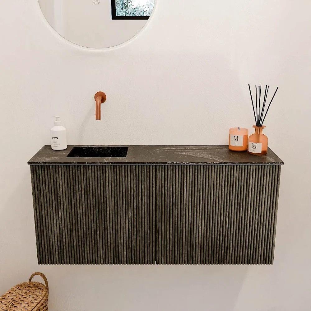 Mondiaz Joya DLux 90cm toiletmeubel shadow met wastafel faye links zonder kraangat lava