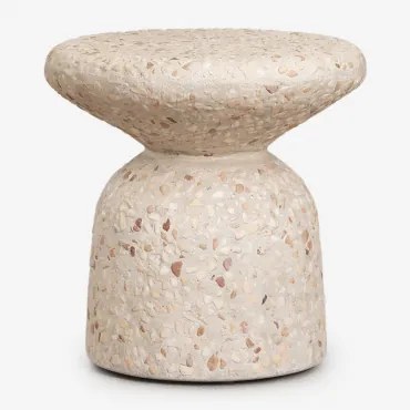 Ronde Bijzettafel Ø40 Cm In Cement Zanira Beige Terrazzo - Sklum