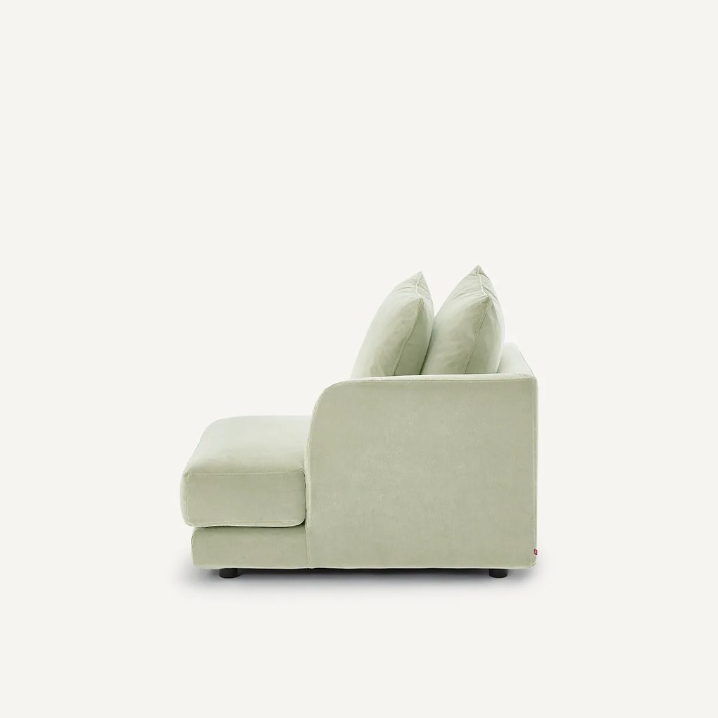 Halve bank rechts, modulair, van stonewashed fluweel, TIBERIO