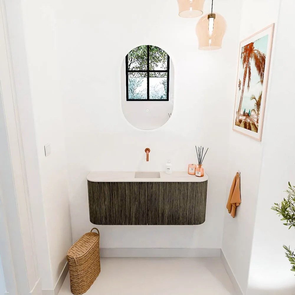 Mondiaz Joya DLux 105cm toiletmeubel ronding links/rechts shadow met wastafel faye midden zonder kraangat meli
