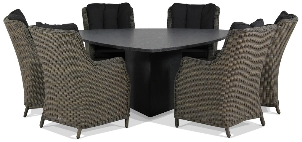 Tuinset 6 personen 170 cm Wicker Taupe Garden Collections Buckingham/Graniet