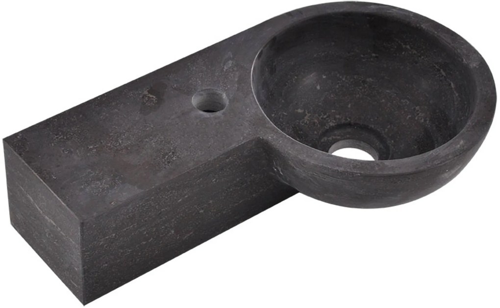 Saqu Nature Collection Fontein rond 1 kraangat links 40x23x10 cm Hardstenen Zwart