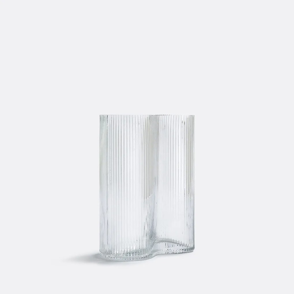 Vaas in geribbeld smoked glas H21 cm, Anija