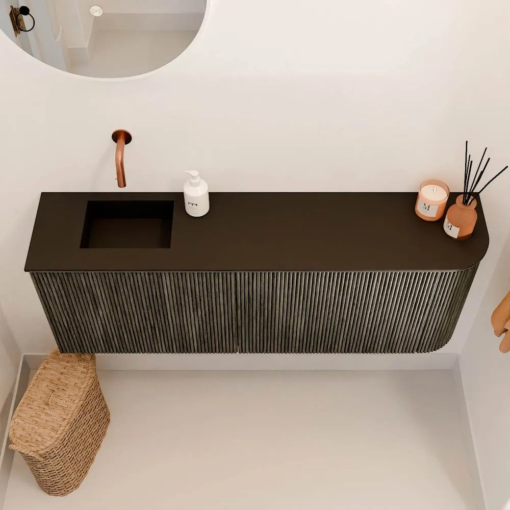 Mondiaz Joya 110cm toiletmeubel ronding rechts shadow met wastafel faye links zonder kraangat urban