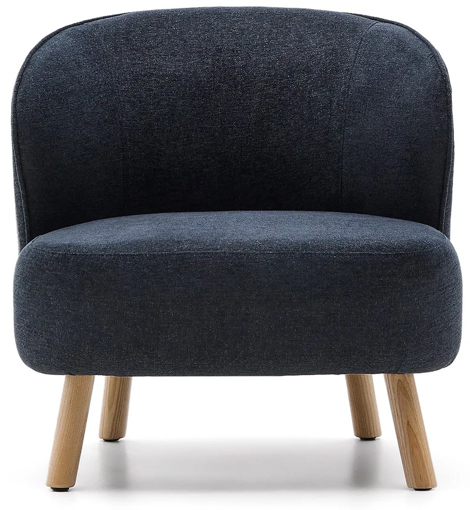 Kave Home Ulit Fauteuil Grijs Chenille Met Houten Pootjes