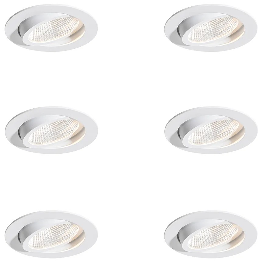 Set van 6 inbouwspots wit 9,5cm incl. LED 1300 lm dimbaar IP23 - Gaius Binnenverlichting Lamp