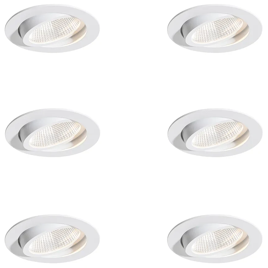 Set van 6 inbouwspots wit 9,5cm incl. LED 1300 lm dimbaar IP23 - Gaius Modern rond Binnenverlichting Lamp