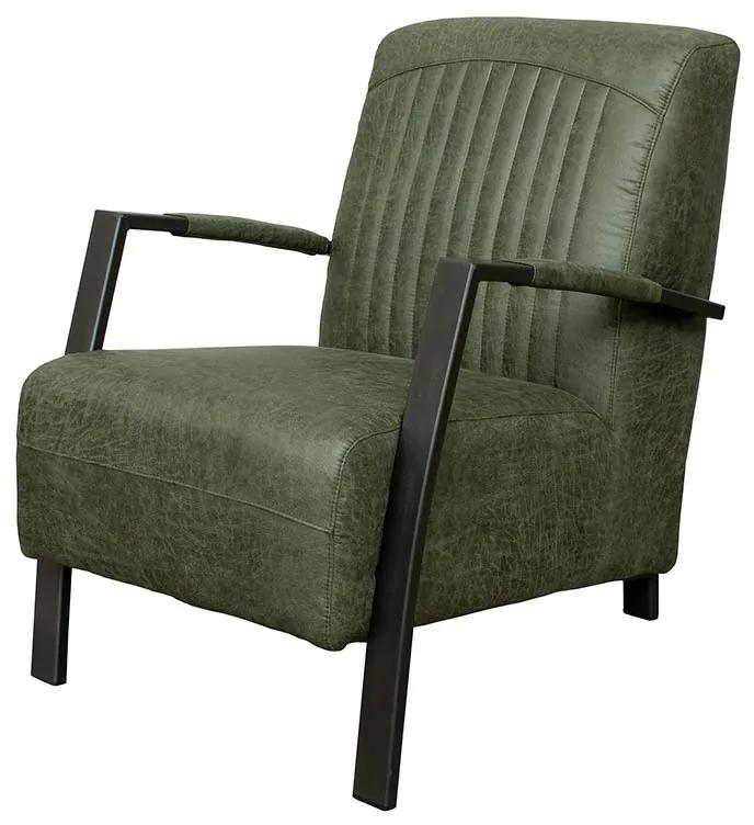Industriële fauteuil Ponza | Lederlook Missouri groen 10 | 61 cm breed