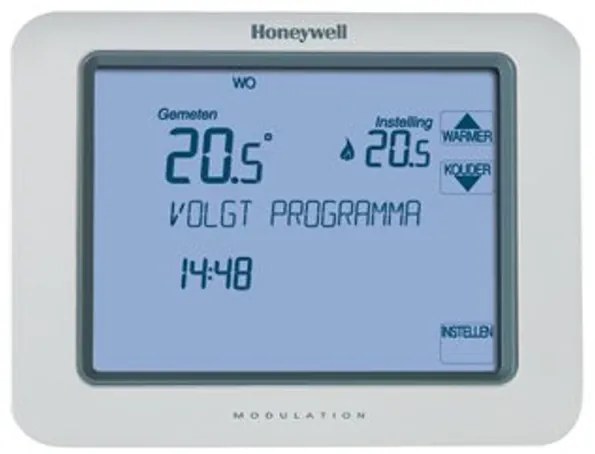 Honeywell Chronotherm klokthermostaat touch modulation met touchescreenbediening 7 31°C powerstealing zonder batterij wit TH8210M1003