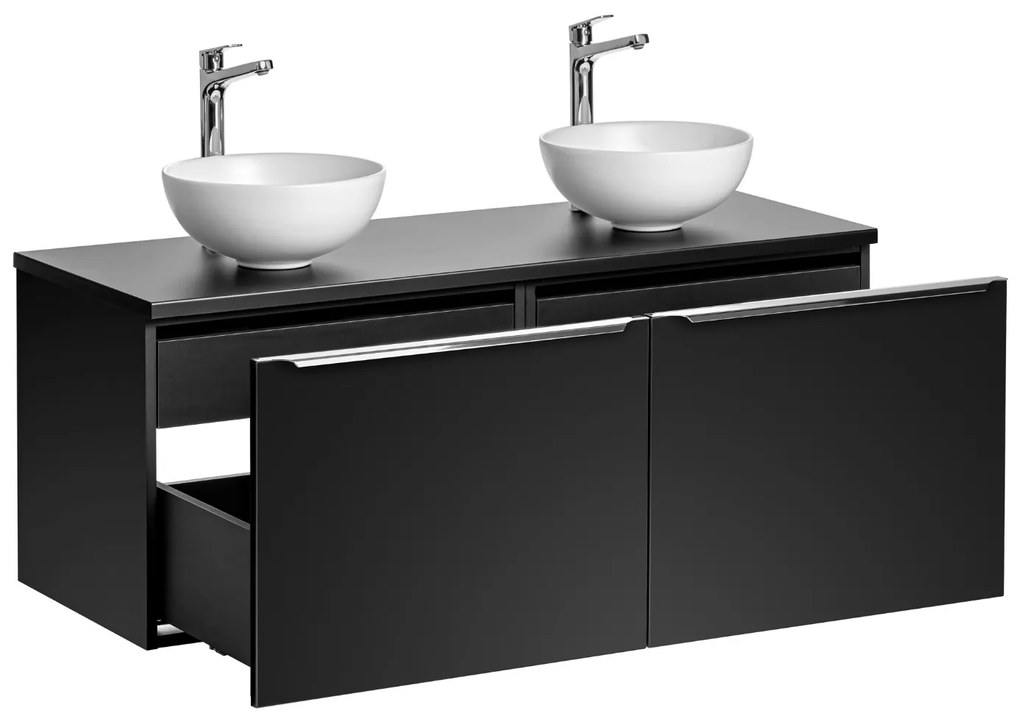 Comad Santa Fe Black badkamermeubel 120cm zwart mat met 2 mat witte waskommen