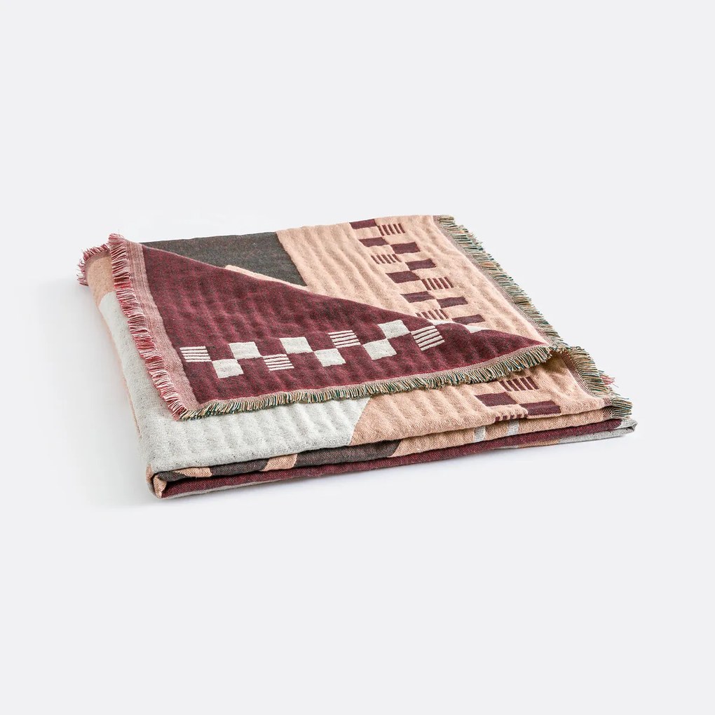 Jacquard plaid met franjes, ADRIAN