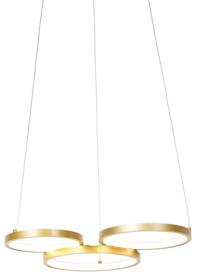 Hanglamp goud incl. LED 3-staps dimbaar 3-lichts - Rondas