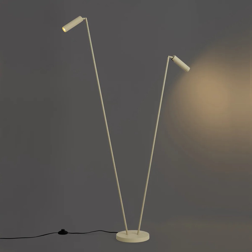 Moderne vloerlamp beige 2-lichts GU10 35mm - Thomas