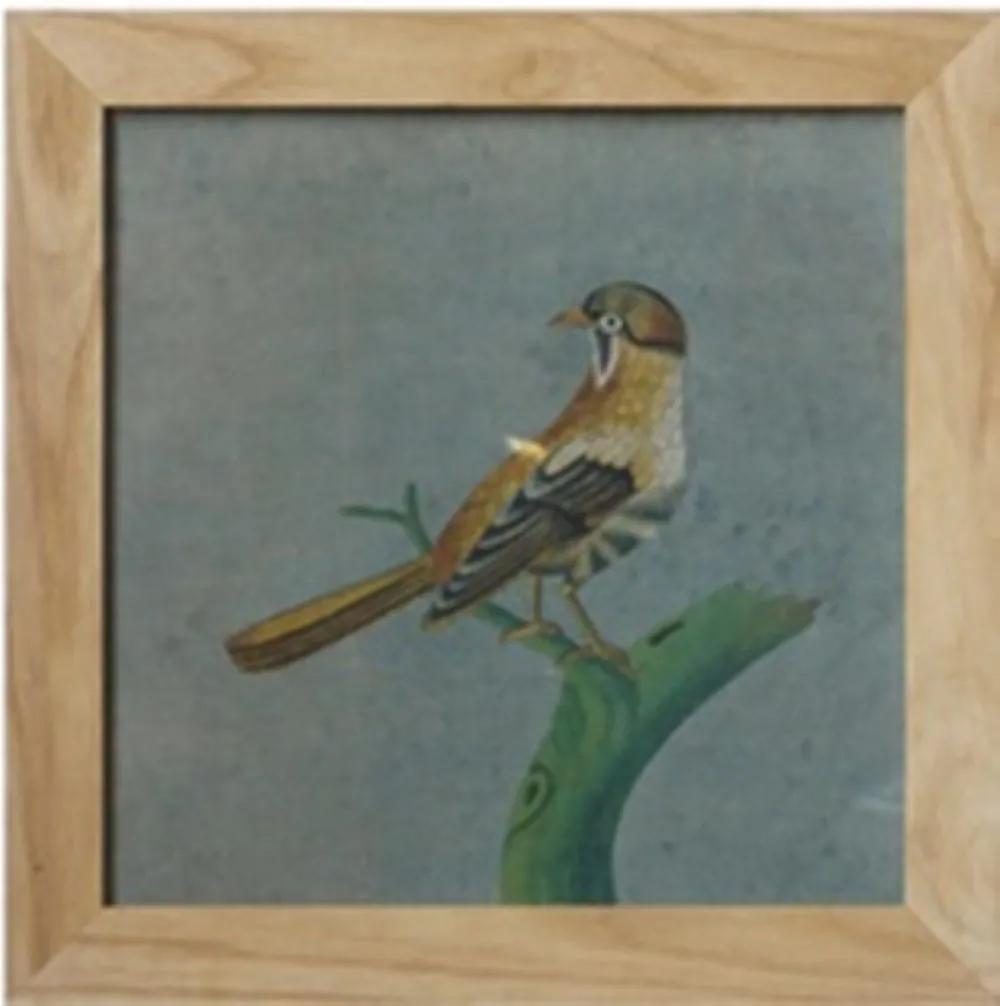 Fine Asianliving Chinees Schilderij met Lijst Vogel op Takje B42xH42cm