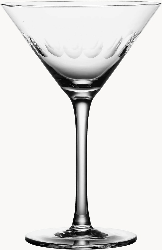 Mondgeblazen kristallen martini glazen Lens, 2-delig