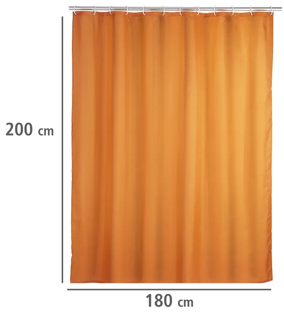 Wenko anti-schimmel douchegordijn 180x200cm polyester uni oranje inclusief ringen