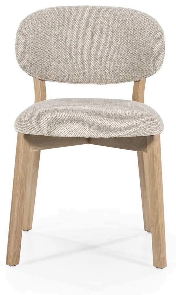 Eleonora Mikky Luxe Eetkamerstoel Eiken Taupe En Stof