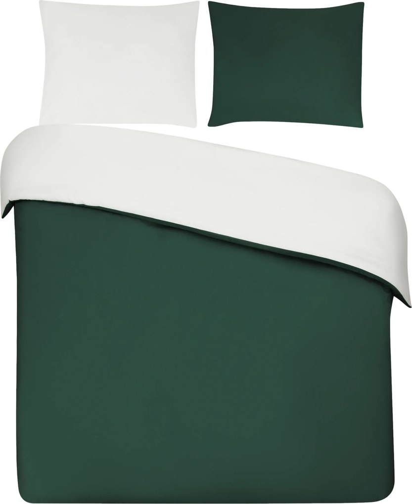 Dekbedovertrek Percal– 100% percal katoen – 140×200/220 – groen/wit