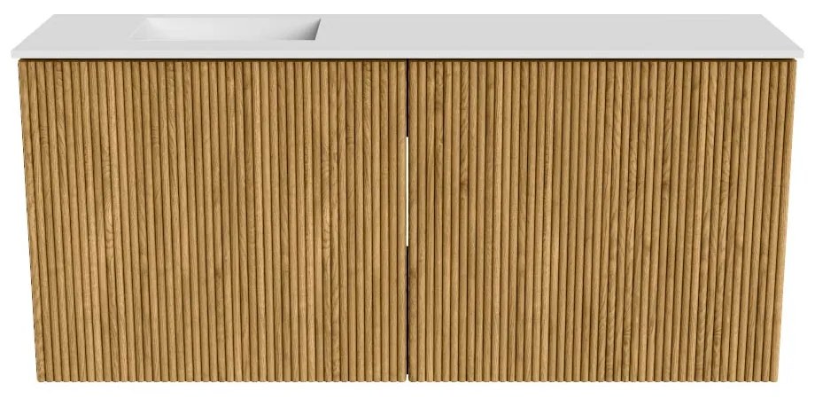 Mondiaz Joya 90cm toiletmeubel oak met wastafel faye links zonder kraangat talc