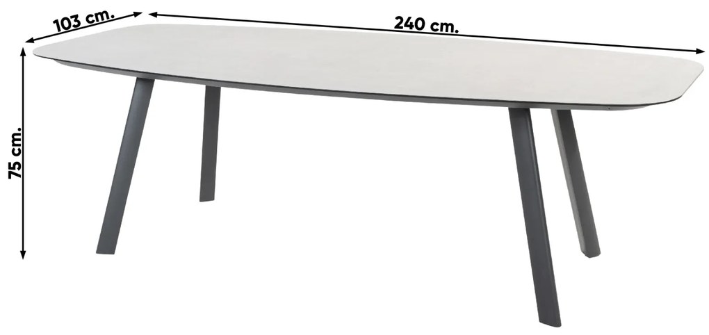 Taste Manolo tuintafel 240x103 cm. - Deens ovaal - Antraciet