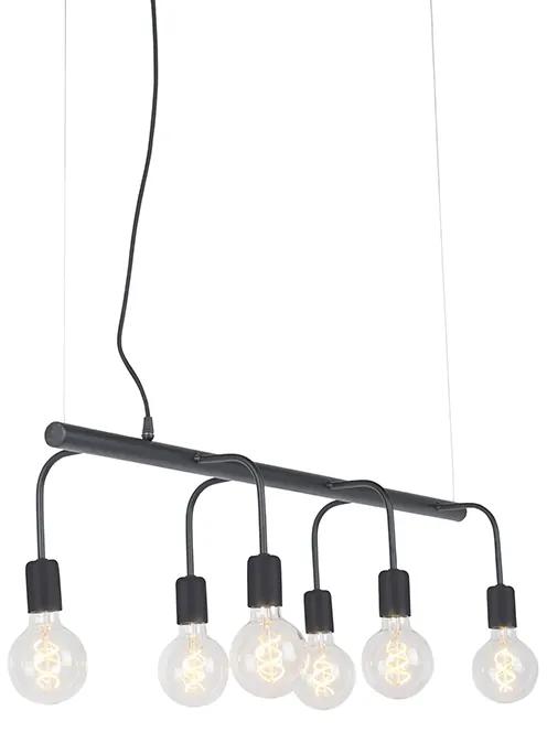 Eettafel / Eetkamer Moderne hanglamp zwart 6-lichts - Facile Modern E27 Binnenverlichting Lamp