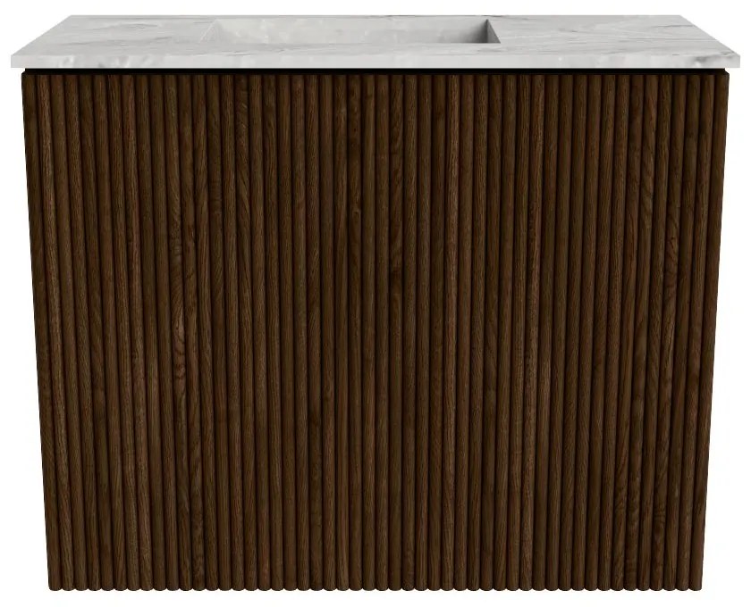 Mondiaz Joya DLux 50cm toiletmeubel walnut met wastafel faye links zonder kraangat glace