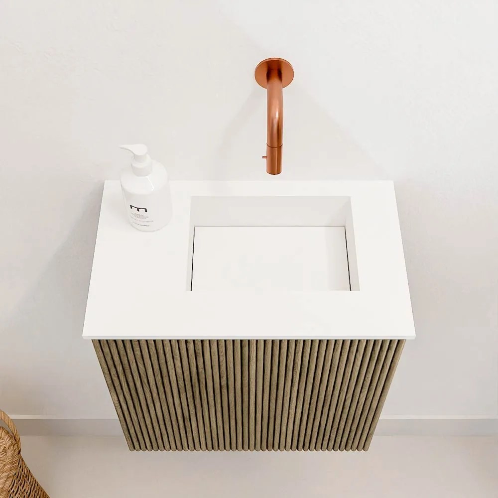 Mondiaz Joya 40cm toiletmeubel dusk met wastafel faye rechts zonder kraangat talc