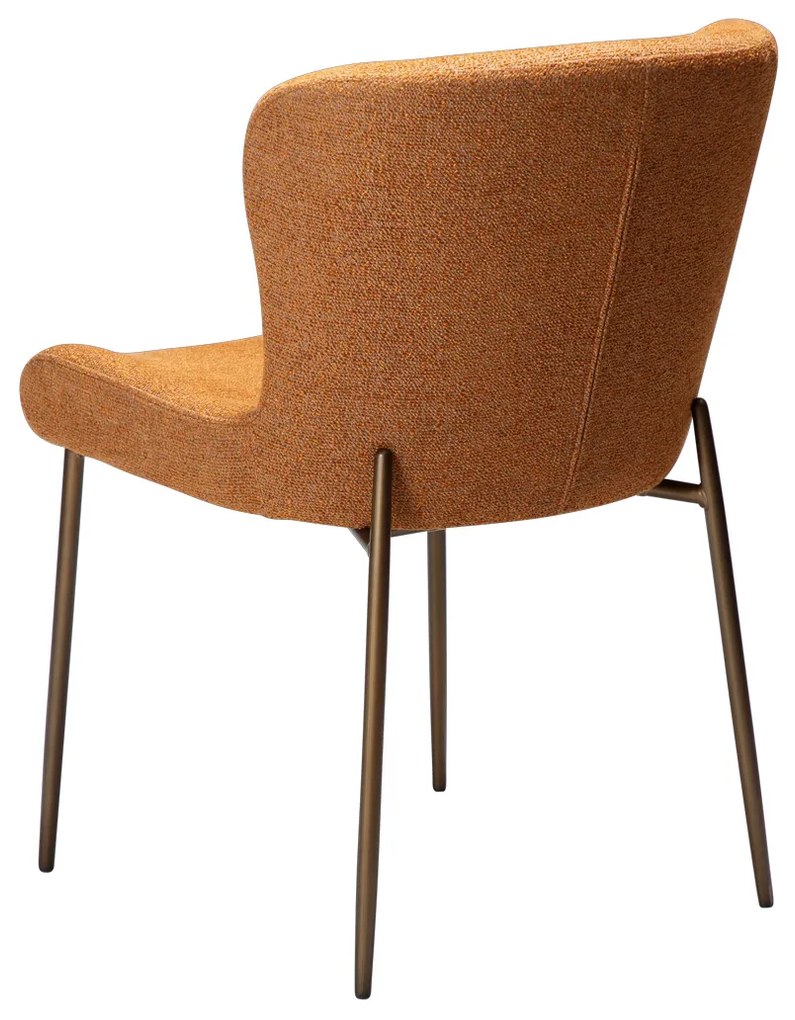 Dan-Form Glam Luxe Eetkamerstoel Boucle Pumpkin Spice Oranje En Antique Brass