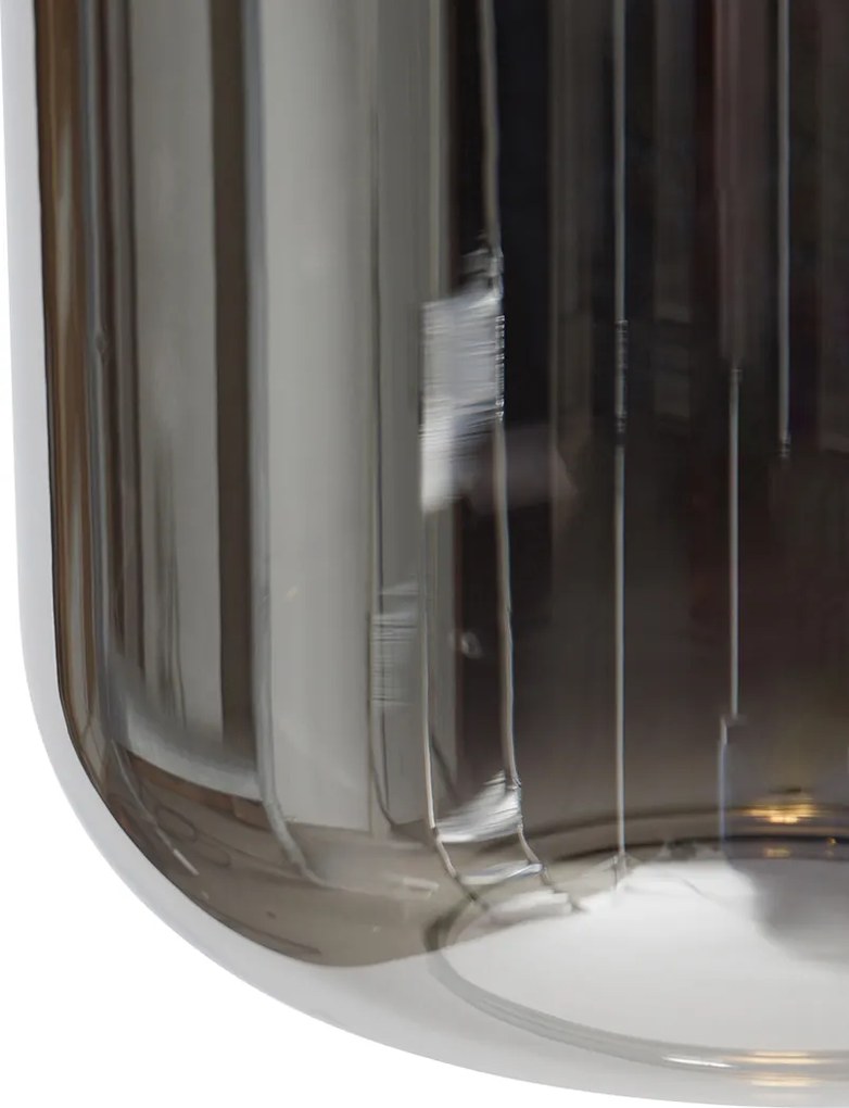 Hanglamp zwart met goud en smoke glas incl. 4 PUCC - Zuzanna