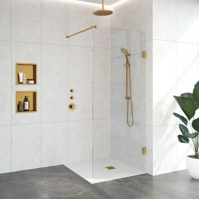 BRAUER Void inloopdouche helder glas 90x200 incl. glascoating PVD goud geborsteld GS-VOI1H90200GG
