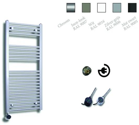 Sanicare Elektrische Design Radiator - 111.8 x 60 cm - 730 Watt - thermostaat chroom linksonder - zilver grijs HRLEC 601118/Z