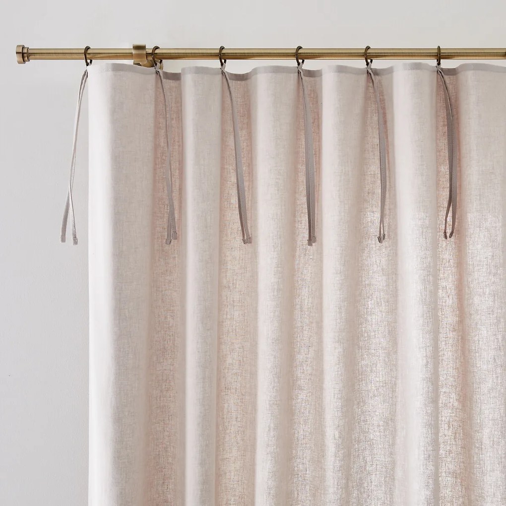 Gordijn in halflinnen afgewerkt met strikjes en oogjes, Lincot