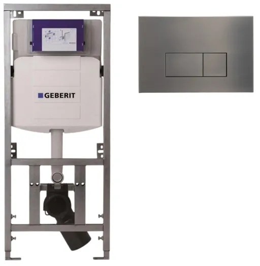 Geberit Inbouwreservoir UP320 met QeramiQ metal bedieningsplaat - dualflush - rechthoekige knoppen - metaal gunmetal SW706199 0701131