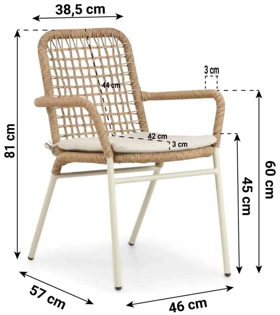 Tuinset 4 personen 90 cm Aluminium/Rope Taupe De Laan Projects