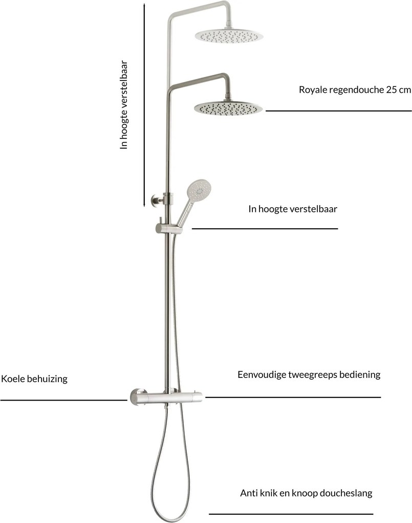 Ben Lavion 250 Cool regendoucheset met 4 straalsoorten Ø25cm RVS-look