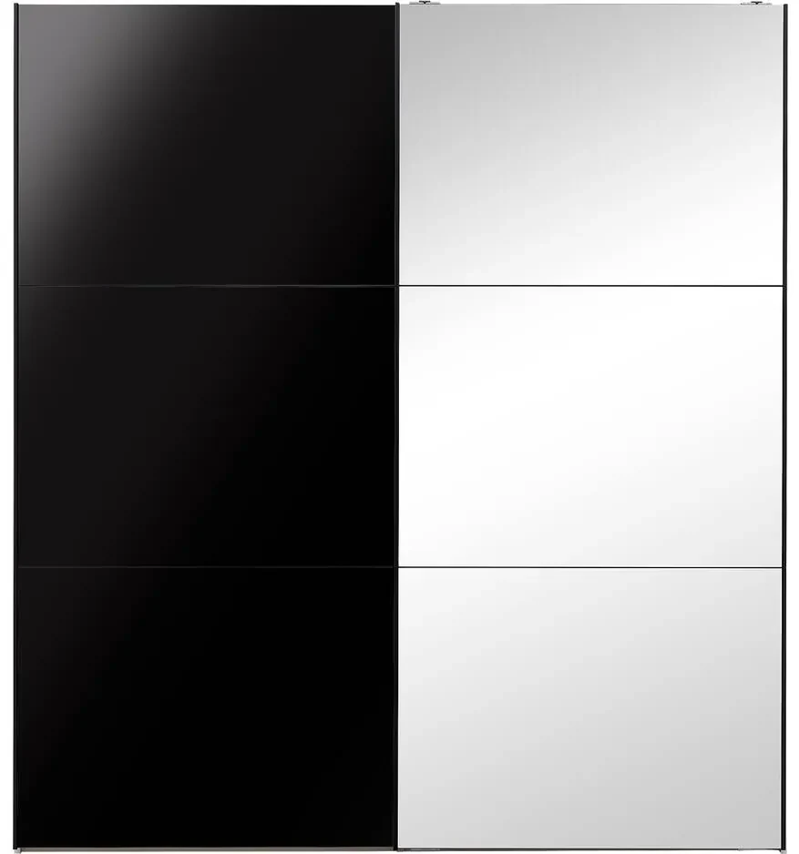 Goossens Kledingkast Easy Storage Sdk, 203 cm breed, 220 cm hoog, 1x 3 paneel glas schuifdeur li en 1x 3 paneel spiegel schuifdeur re