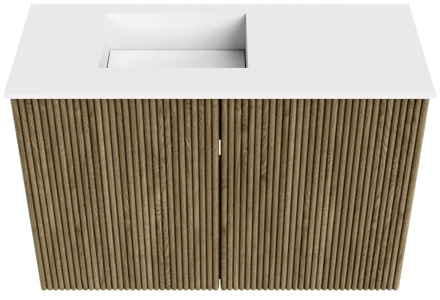 Mondiaz Joya 60cm toiletmeubel dusk met wastafel faye links zonder kraangat talc