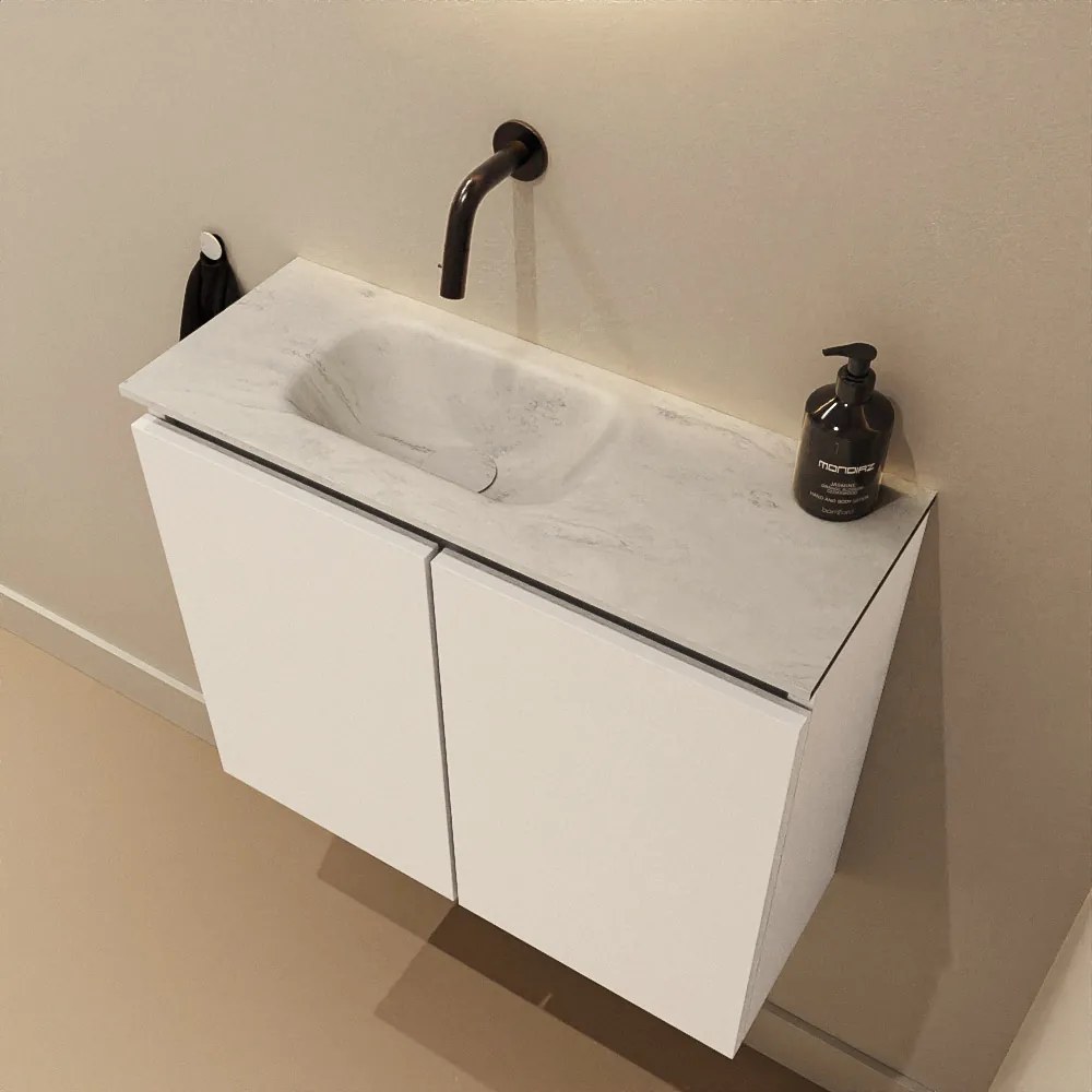 Mondiaz Ture DLux toiletmeubel 60cm talc met wastafel opalo links zonder kraangat