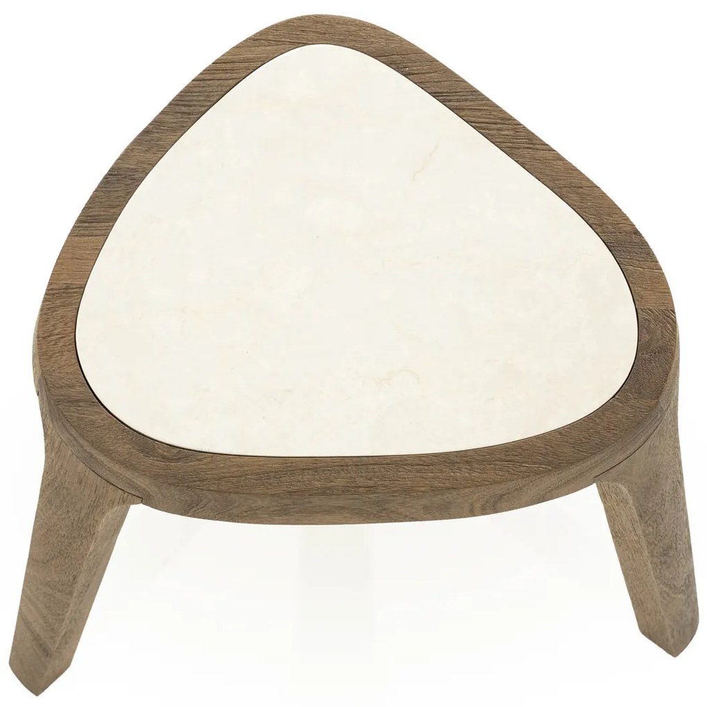Bijzettafel Hout Met Marmer - 45 X 38cm.