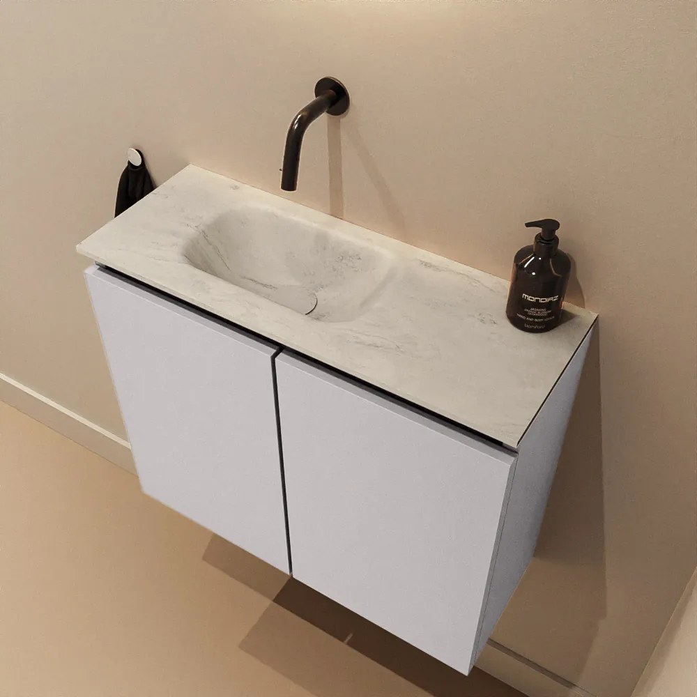 Mondiaz Ture DLux toiletmeubel 60cm cale met wastafel opalo links zonder kraangat